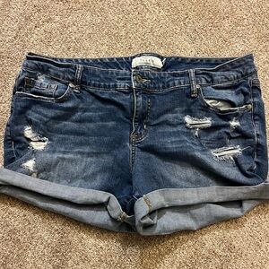 Denim short shorts distressed with holes